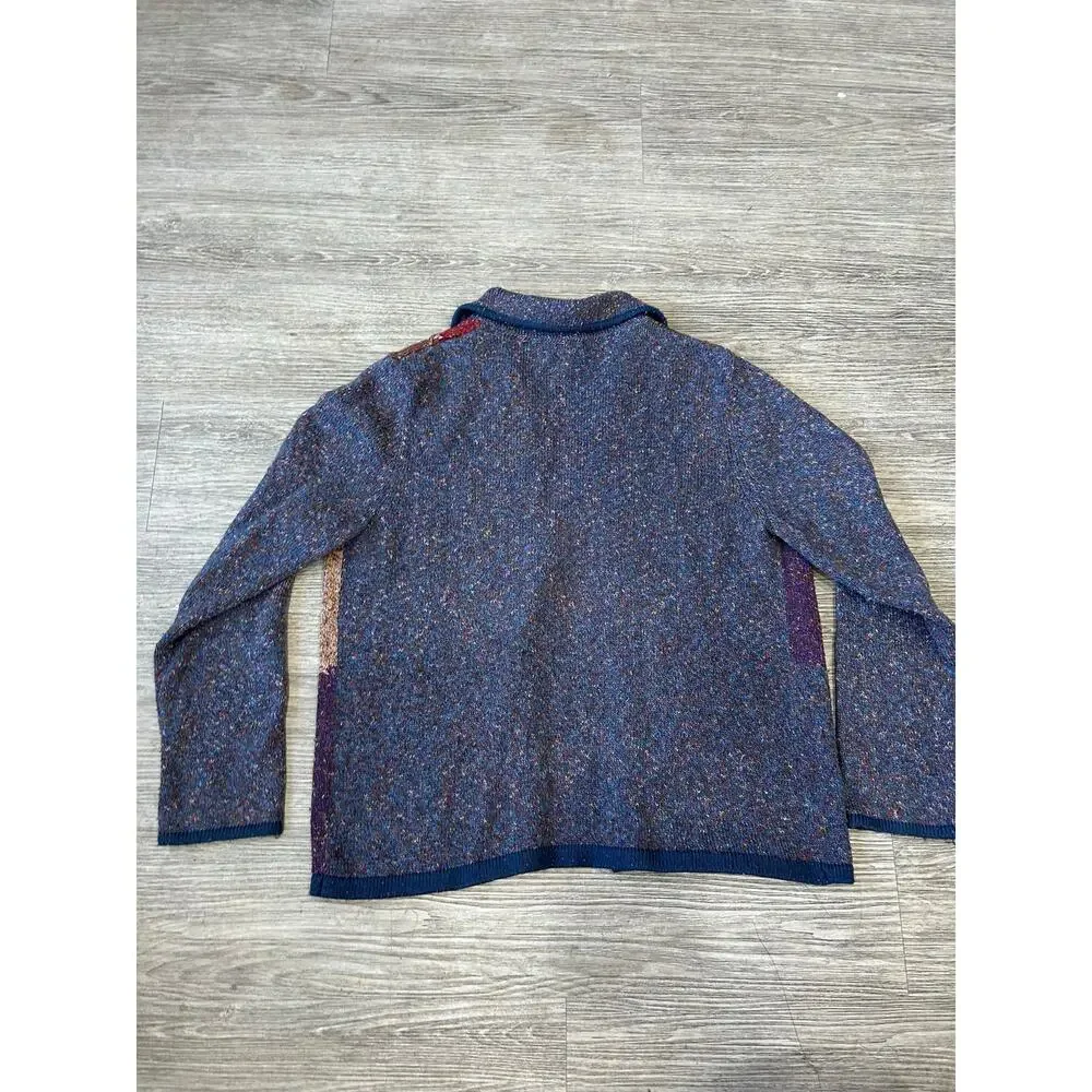 Vintage Christopher & Banks Hand Embroidered Patchwork Cardigan Sweater Womens M
